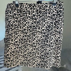 LOFT Black and Tan Animal Print Pencil Mini Skirt with Pockets